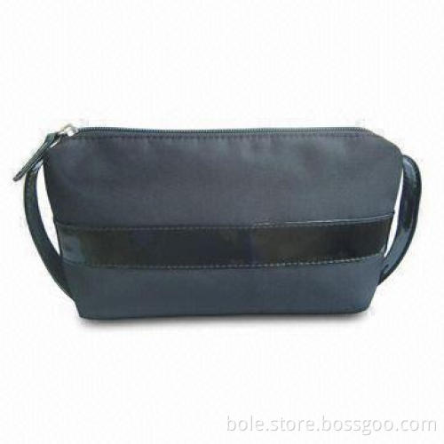 Micro-fiber Cosmetic Bag, Vinyl Handle and Vinyl Decorated Stripe, Available in Various Colors
